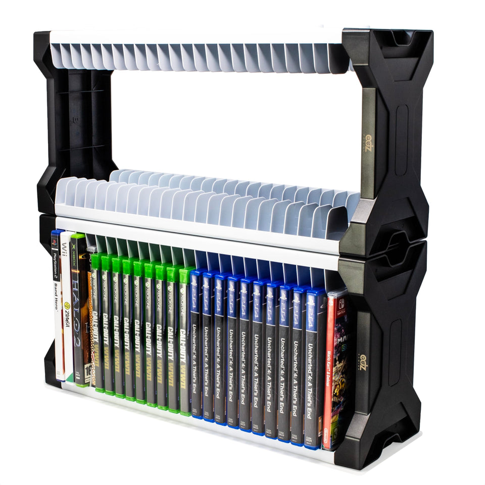 ADZ front view of white 46-disc tower showing organized discs and tidy look