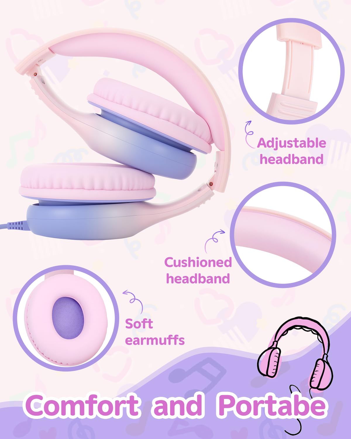 Aechorhy 40mm drivers delivering balanced stereo sound for kids