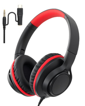 Aechorhy front view over-ear headphones showing sleek foldable frame and comfort benefits