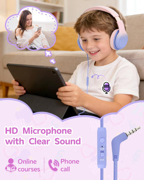 Aechorhy headphones with built in high definition microphone for online classes