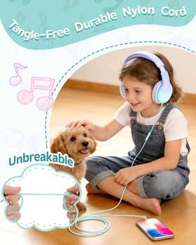 Aechorhy headphones purple-green with built-in HD microphone for online classes