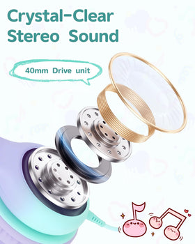 Aechorhy purple-green headphones compatible with tablets, laptops, and PCs