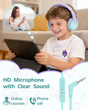 Aechorhy purple-green headphones with durable nylon cord avoiding tangles during travel