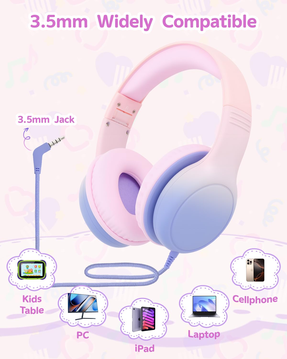Aechorhy retractable headband and bendable earcups designed for growing kids