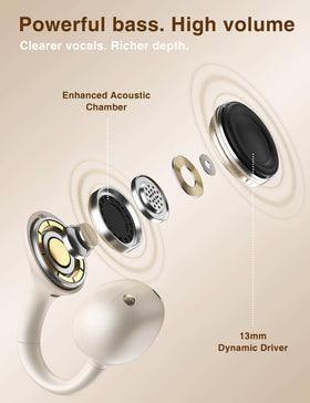 Aefroen charging case open revealing earbuds and long battery convenience