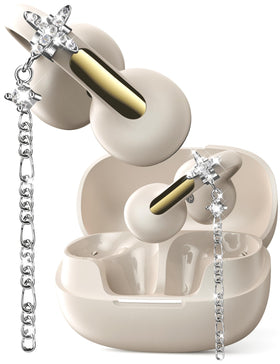 Aefroen front packaging showing elegant beige earbuds and case, stylish gifting benefit