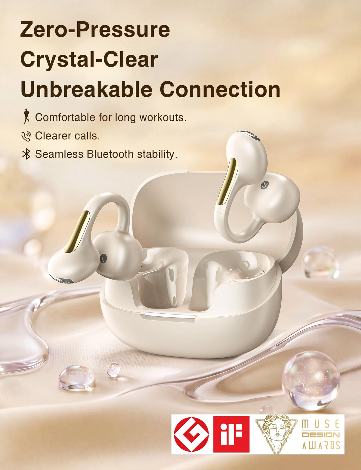 Aefroen U-shaped clip detail showing secure fit and comfort for extended wear