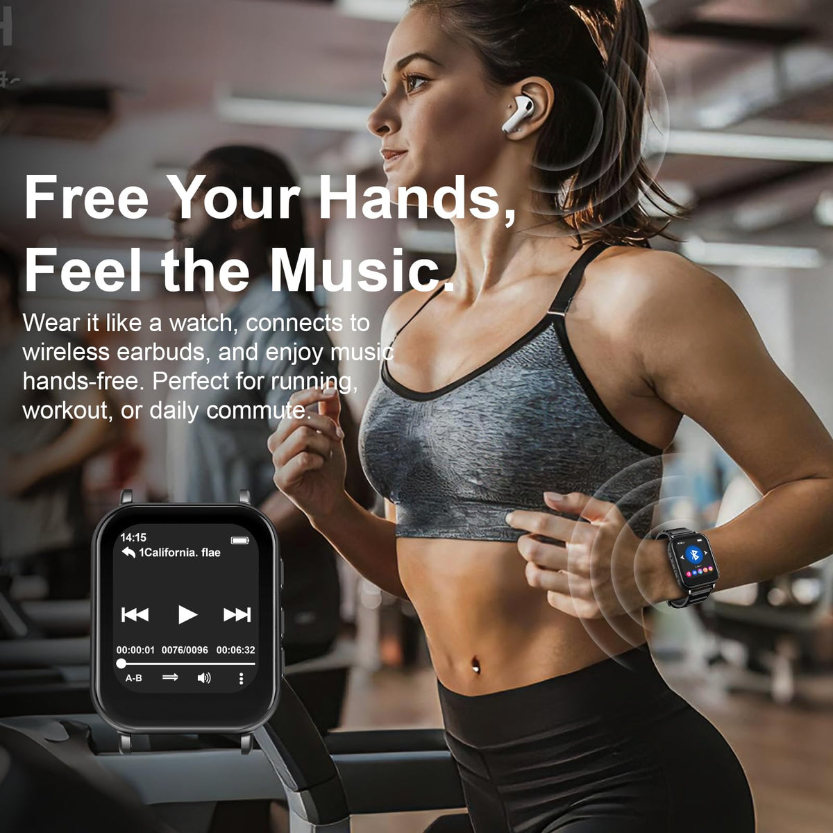 Aeheqkl MP3 Player detachable strap worn on wrist for on-the-go use