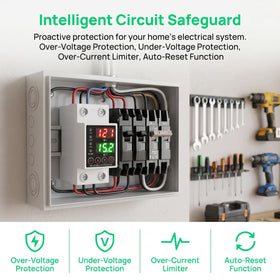 Wide 110-220V voltage range protects household devices.