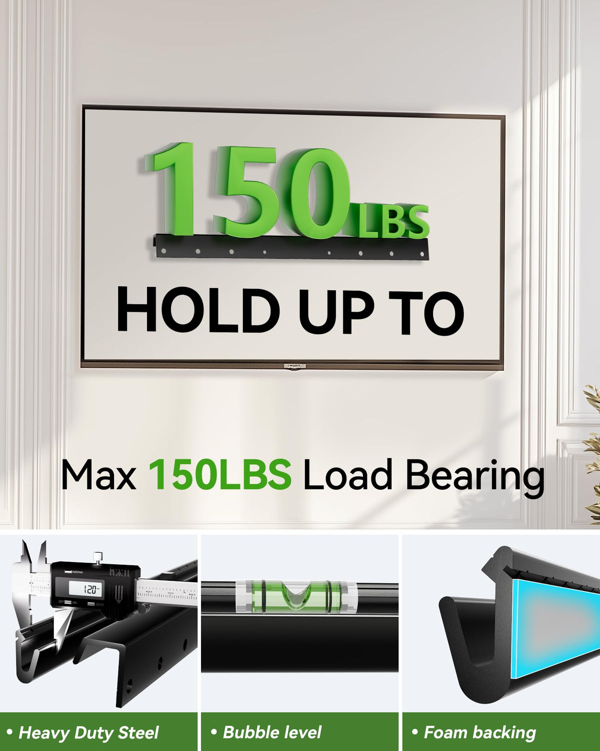 Renter-friendly design fits apartments, living rooms, offices, or conference spaces.