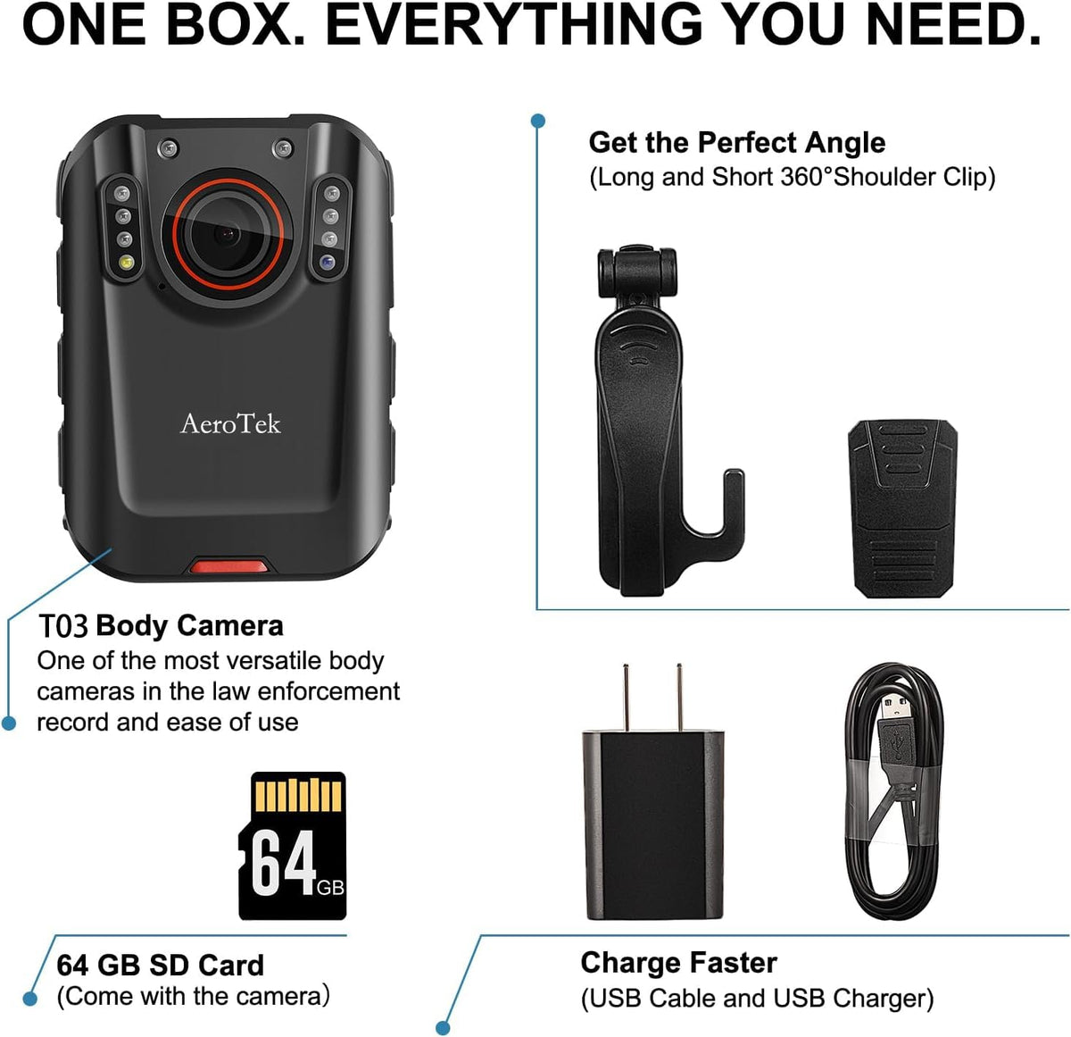 AeroTek motion detection and loop recording for efficient footage management.