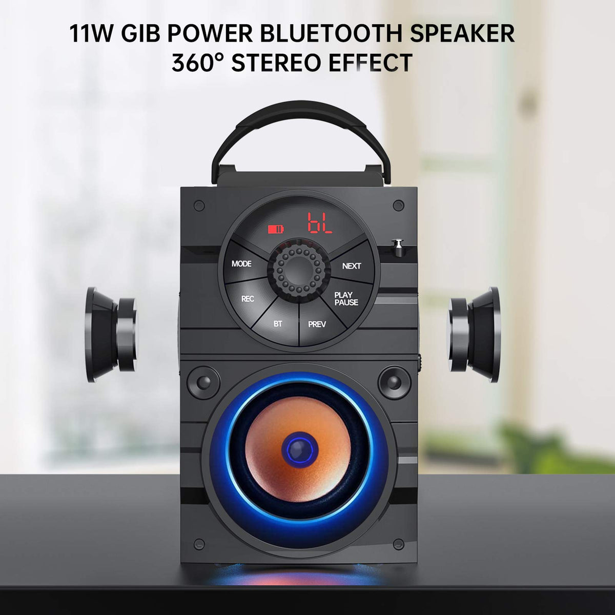 Aesackir portable speaker with handle in hand, demonstrates easy transport