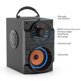 Aesackir placed on picnic table outdoors, provides robust outdoor sound