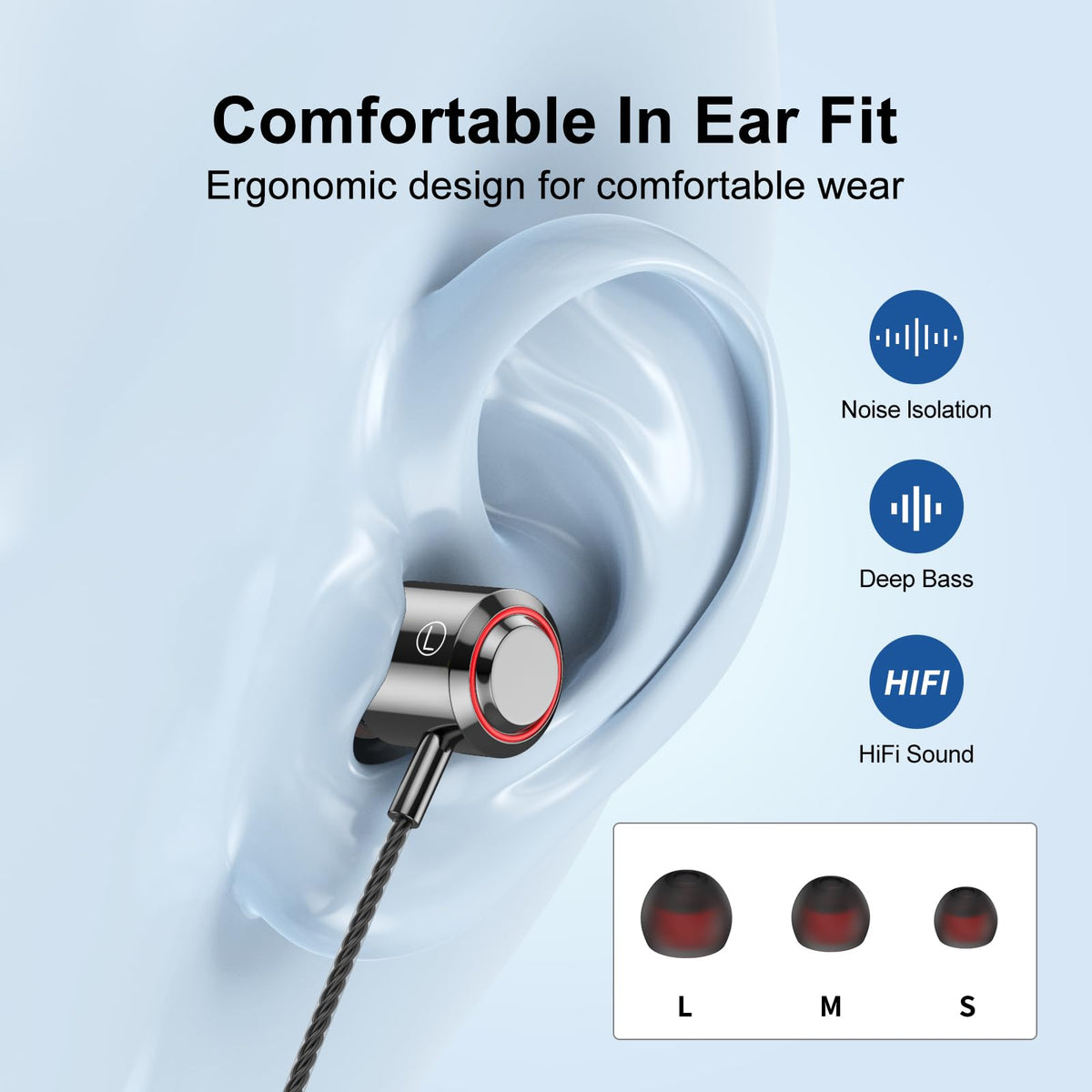 AESIGN earbuds with volume control shown for easy on-device adjustments