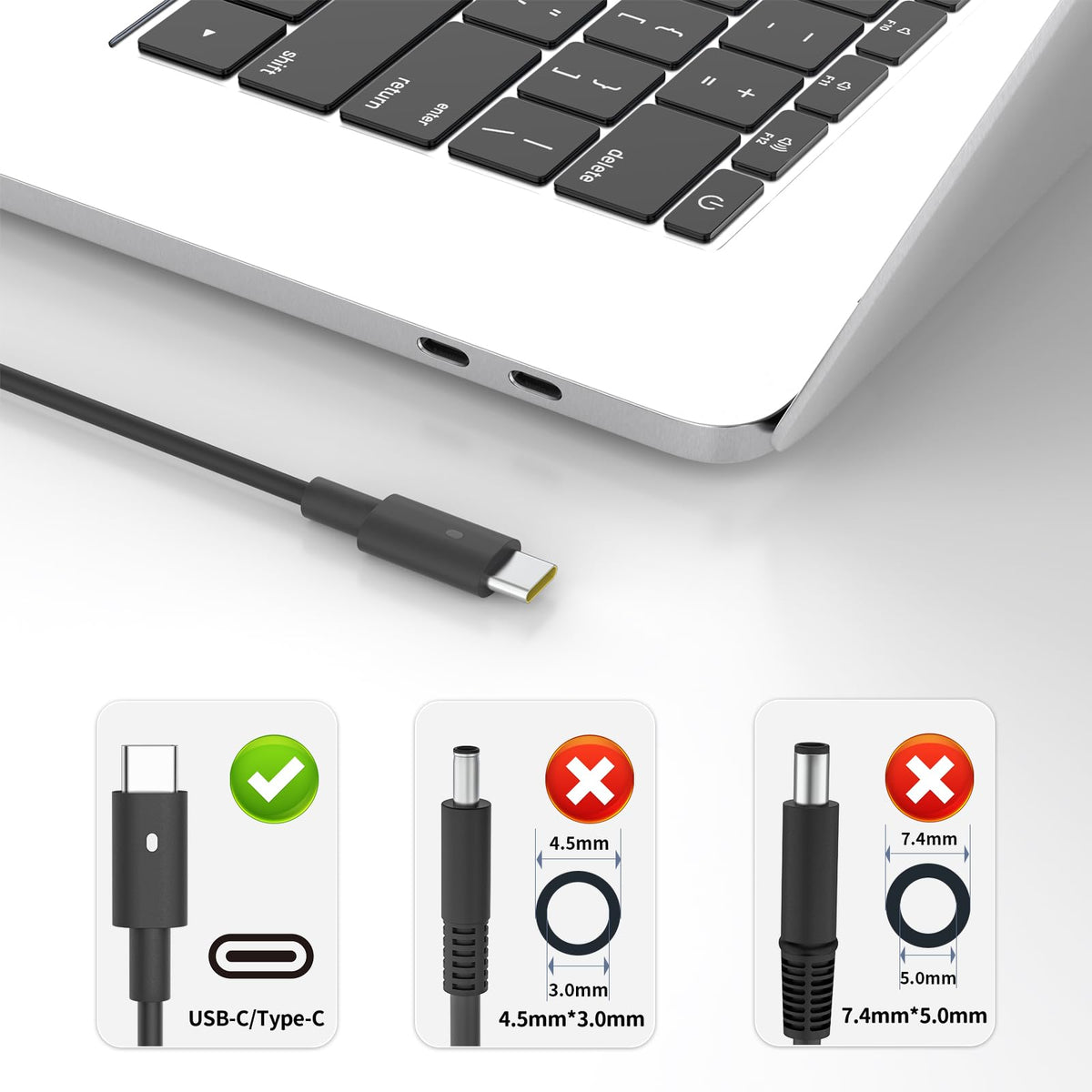 Aetdin charger for Dell Latitude series in a travel-ready setup