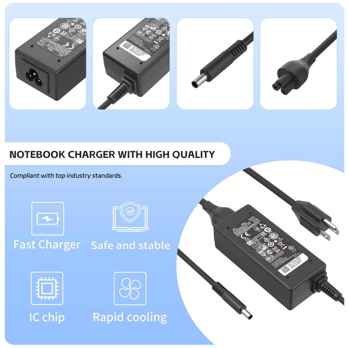 Integrated safeguards guard against overcharging and short circuits.