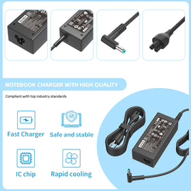 Aetdin plugged into HP laptop showing reliable charging benefit