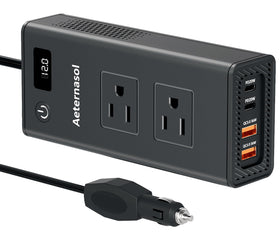 AeternaSol inverter with two AC outlets for road trips and power flexibility.