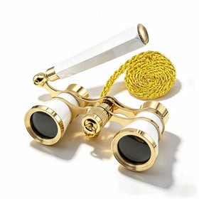 Aethrix front view of white opera glasses showing elegant design and portability