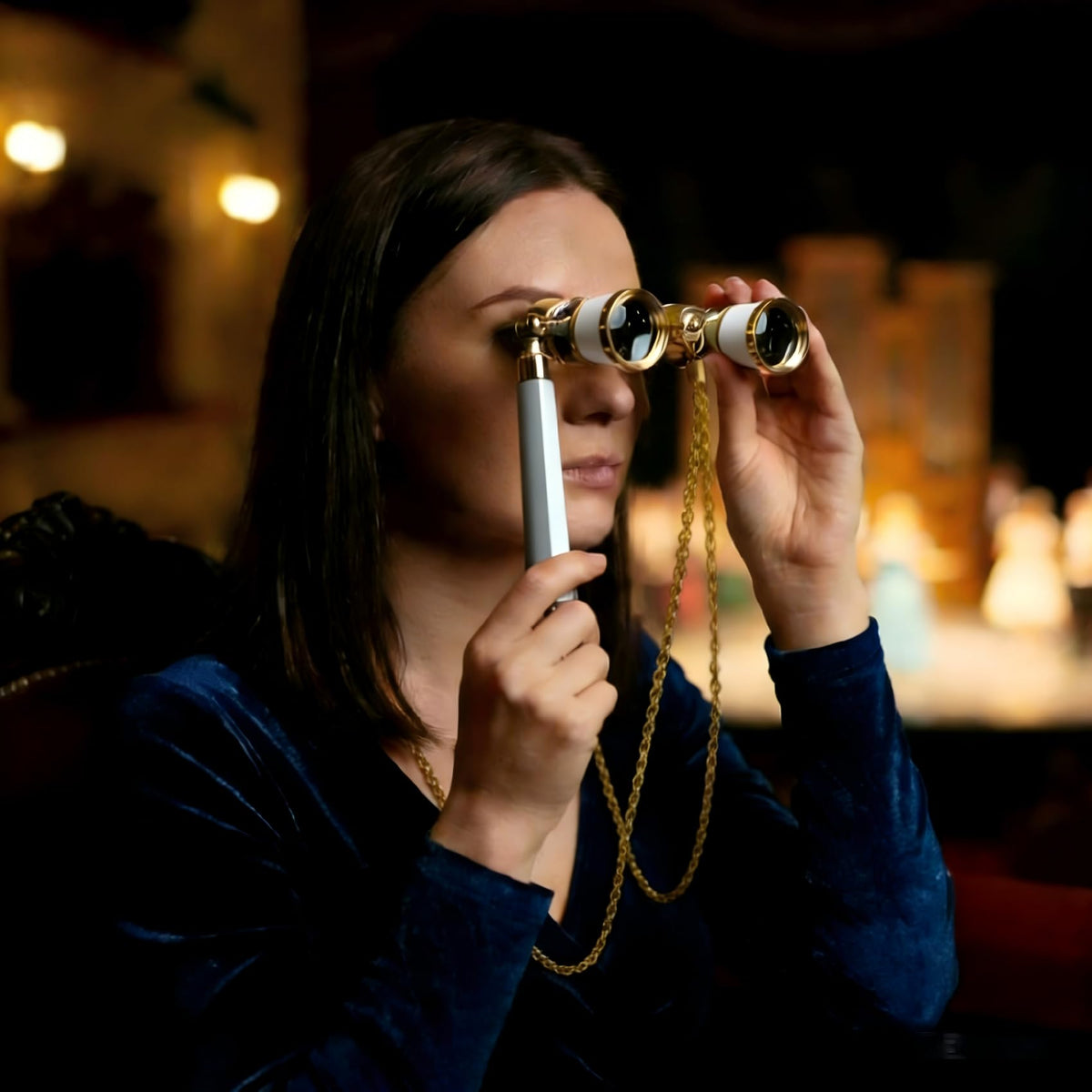 Aethrix opera glasses with neck chain and protective pouch for safe carry