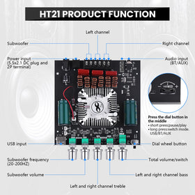 AEXCVG ZK-HT21 board featuring TDA7498E chips for robust power