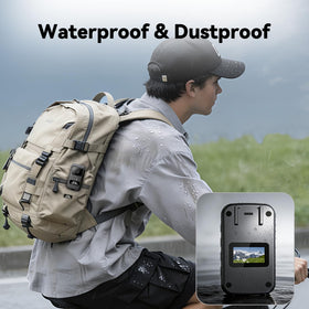 AEZ body camera with base and clip accessories ready for versatile mounting
