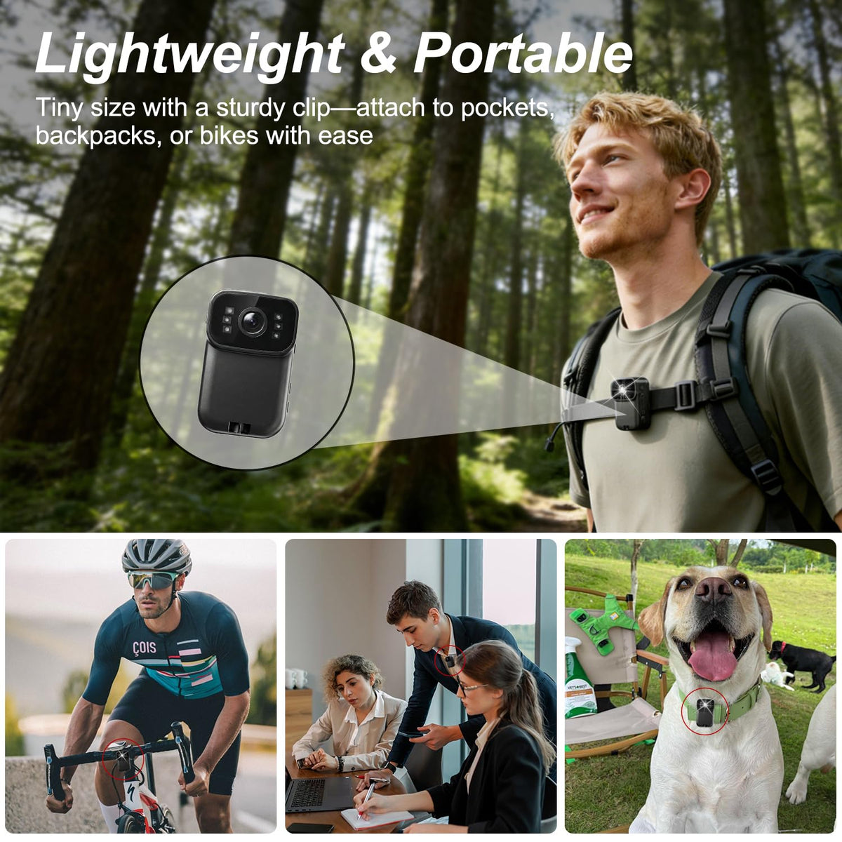 AEZ camera beside scale illustrating 48g lightweight design travel-friendly benefit