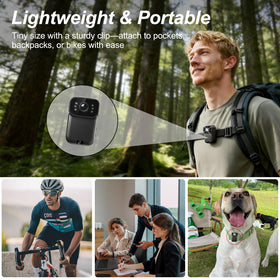 AEZ camera beside scale illustrating 48g lightweight design travel-friendly benefit