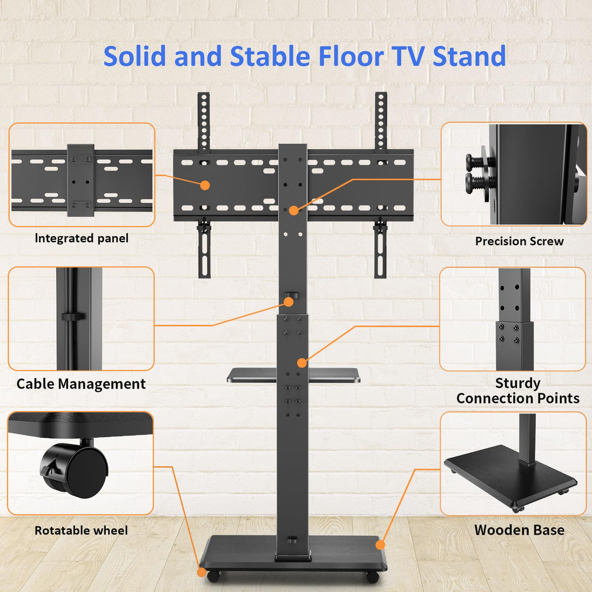 Afaloona corner-setup stand with wood base and steel support.