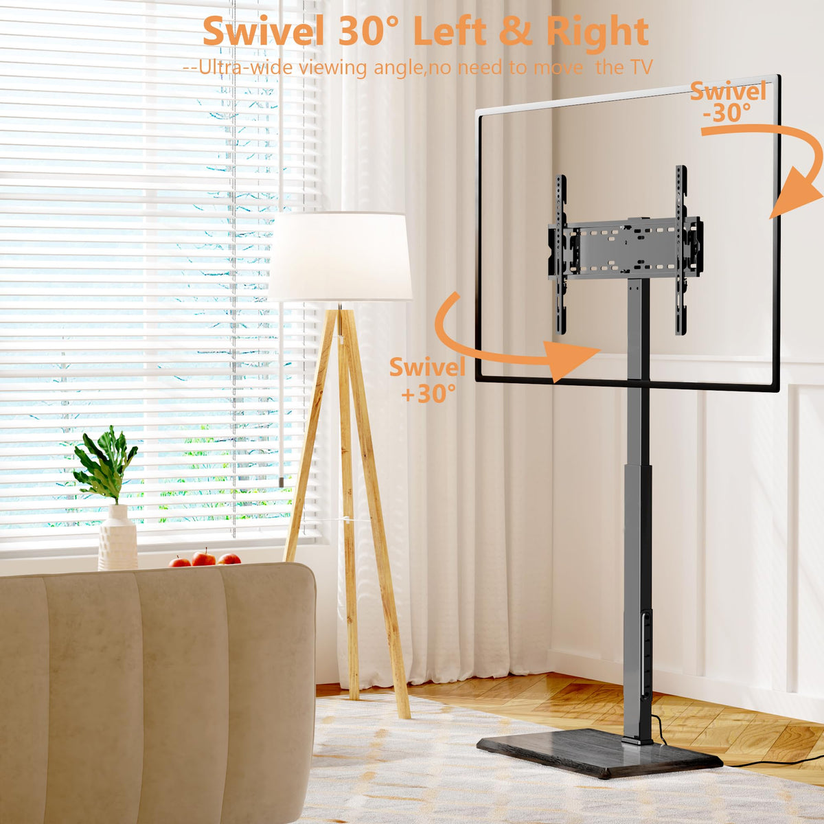 Afaloona slim-profile stand with integrated shelf to save space