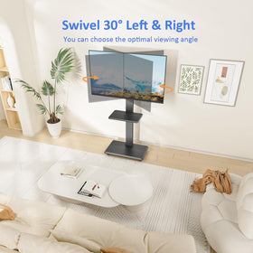 Afaloona TV cart cable-management channels keep cables tidy.