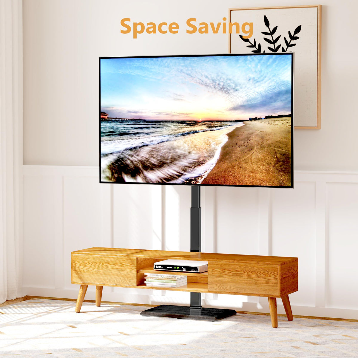 Afaloona component shelf keeps AV gear organized beside the TV