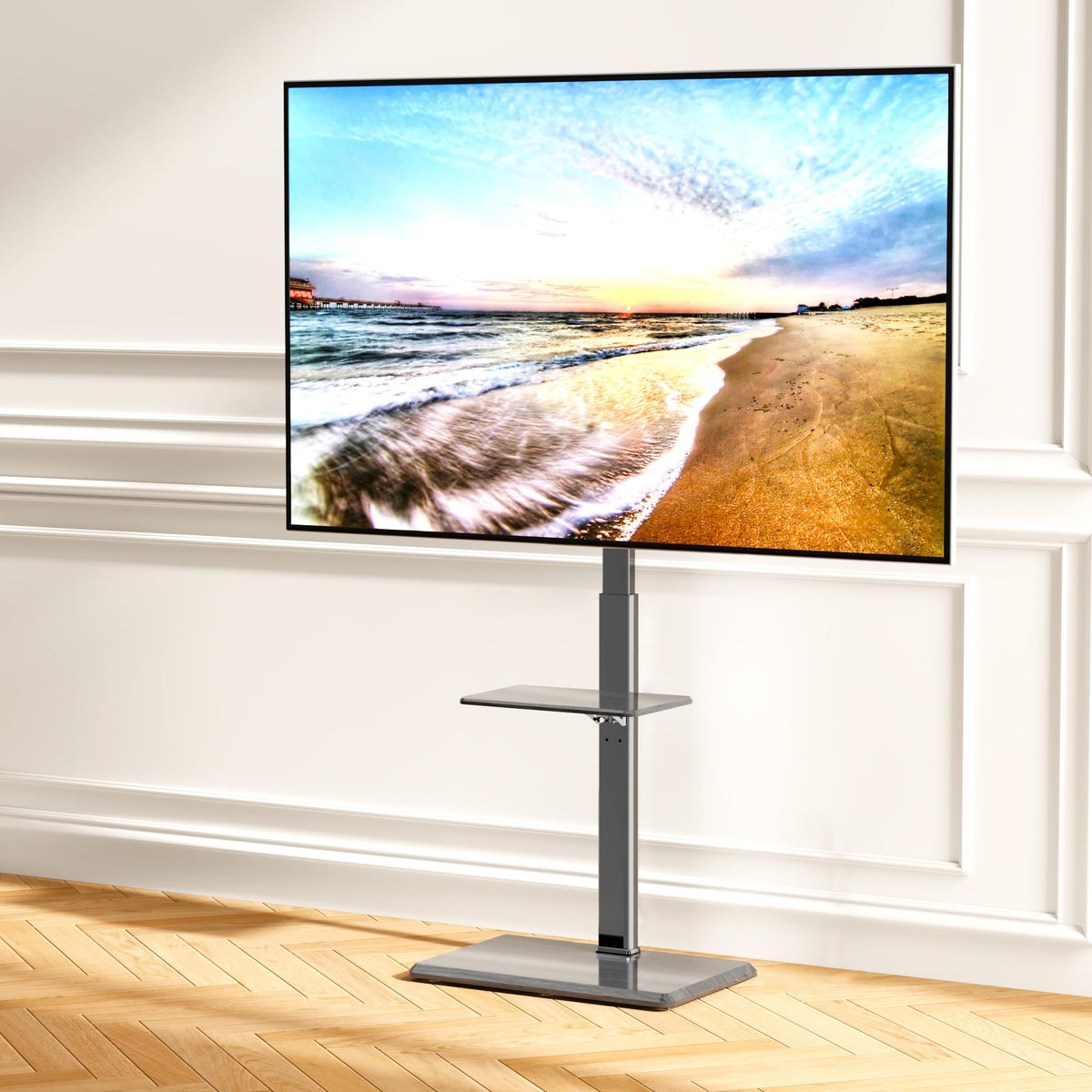 Afaloona universal floor TV stand in bedroom living room arrangement