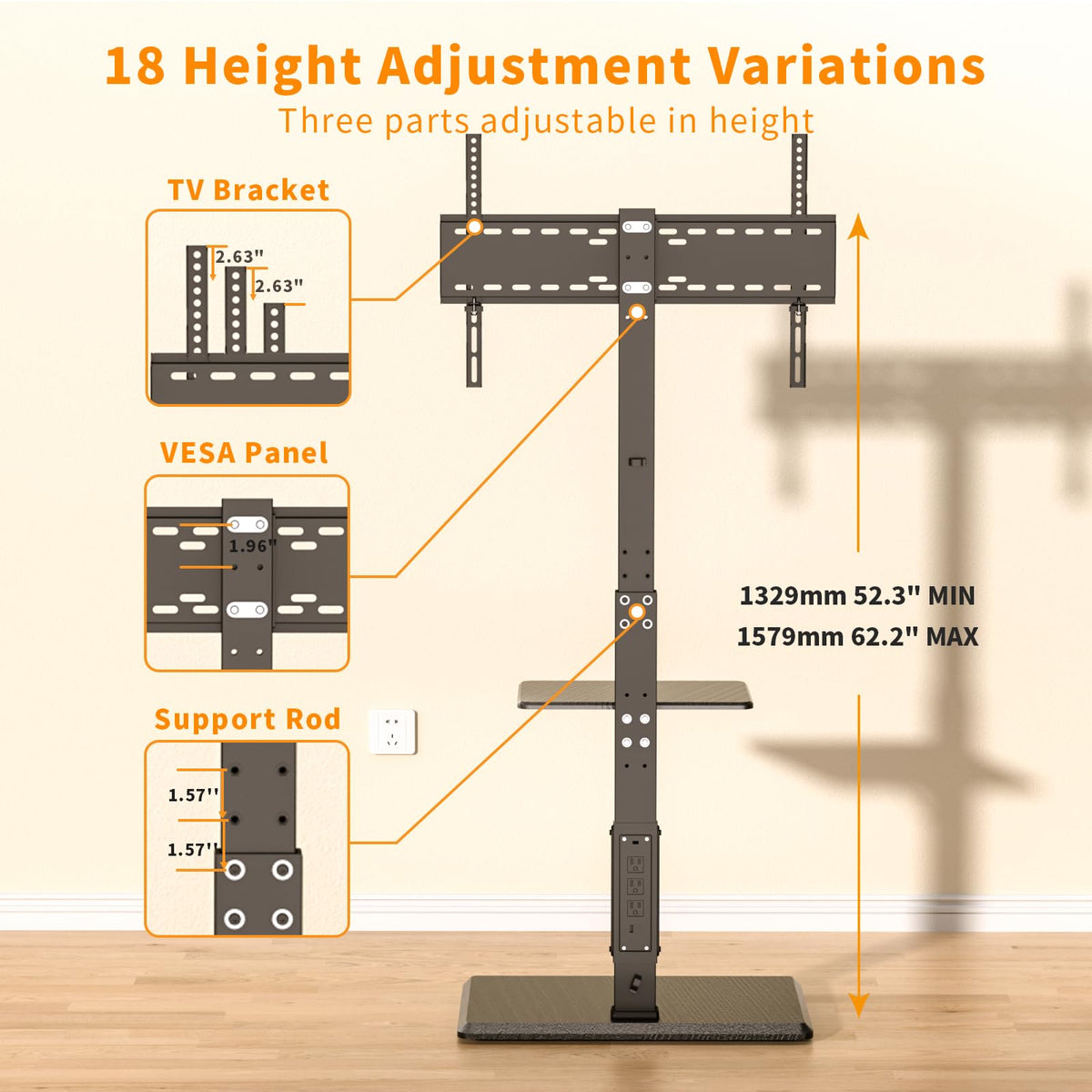Afaloona stand showing height adjustment for precise screen alignment
