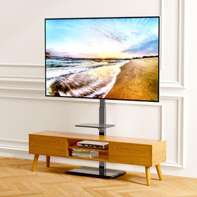 Afaloona floor TV stand with removable shelf in a home setup