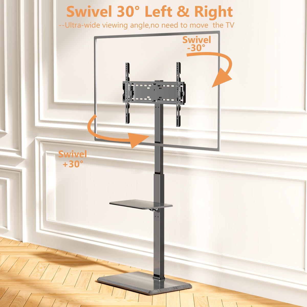 Afaloona stand displaying swivel feature with ±30° range for flexible viewing