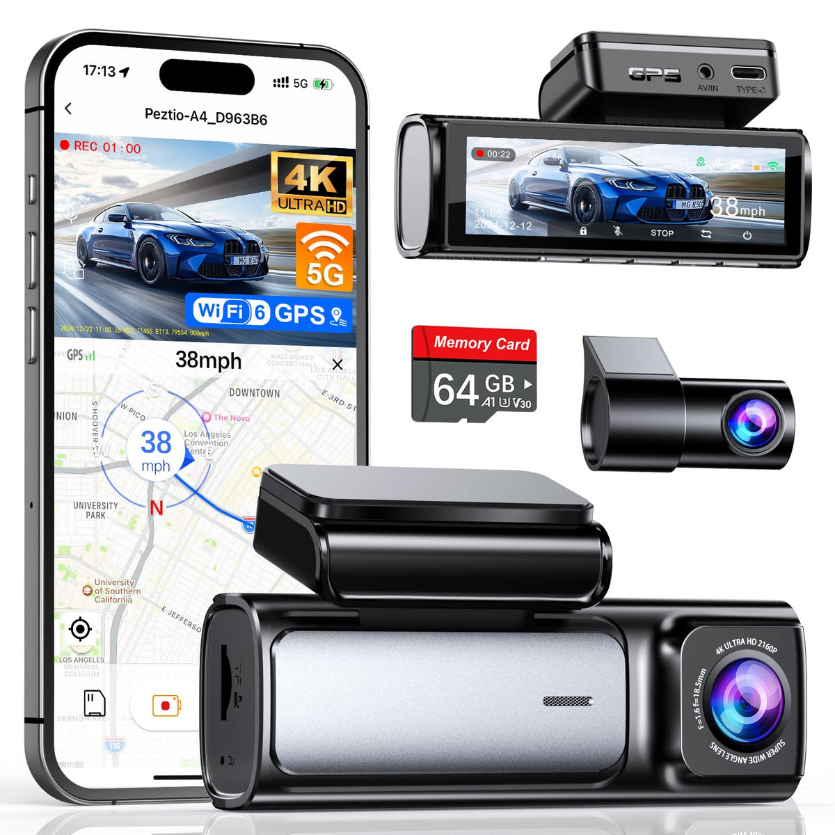 Affver front dash cam in 4K for sharp daytime and night footage