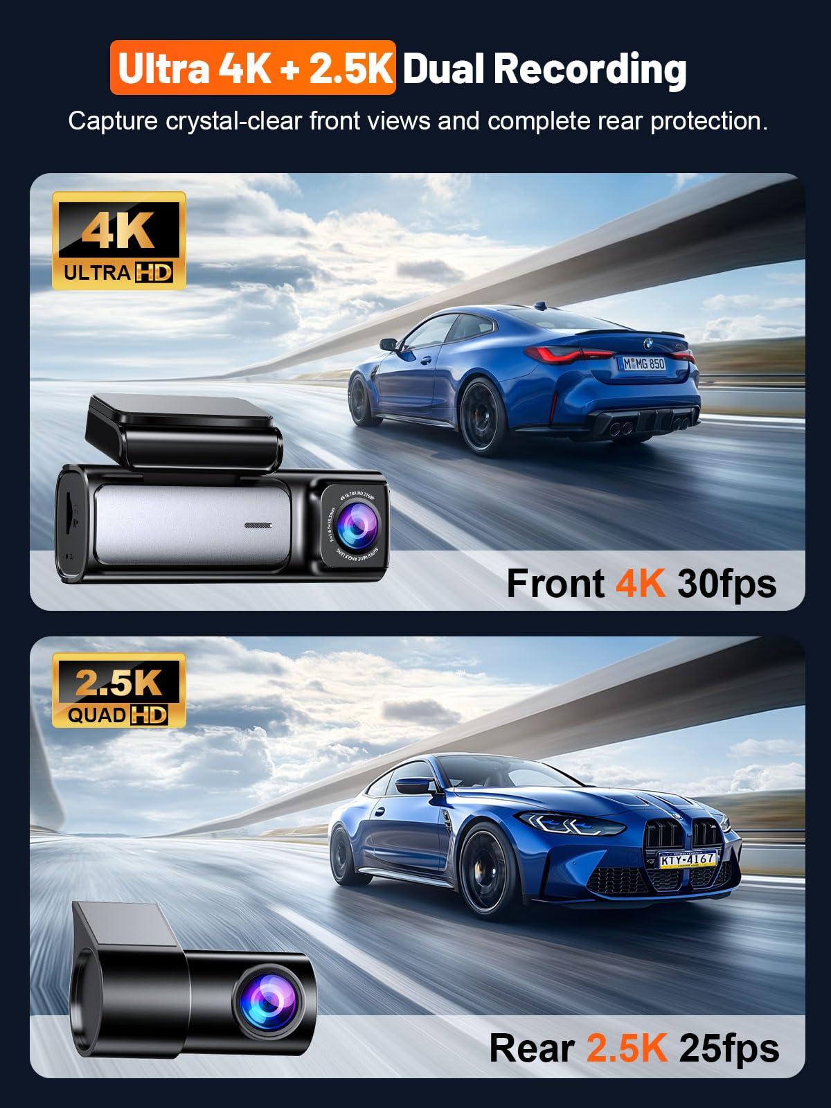 Affver rear dash cam captures 2.5K video for full vehicle coverage