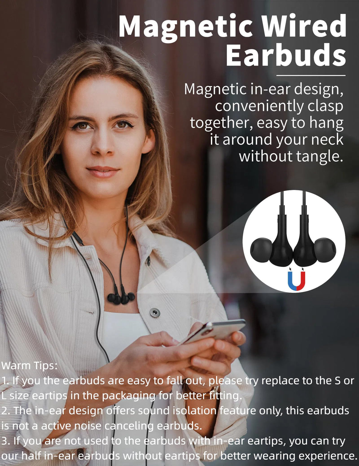AFGHOA USB-C earbuds in-ear design with secure fit and deep bass