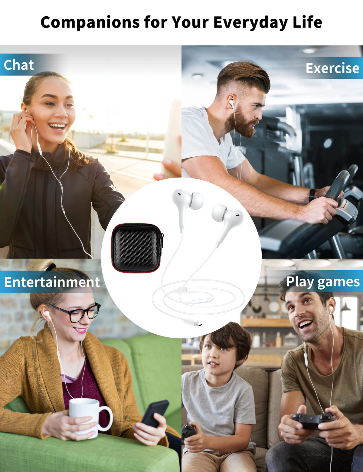 AFGHOA USB-C headphones work with multiple devices for versatile use.
