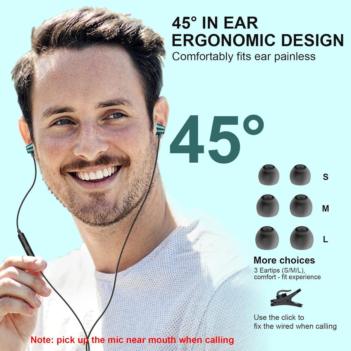 AFGHOA USB-C headphones come with three tip sizes for a comfortable, secure fit during travel or workouts.