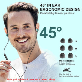 AFGHOA USB-C headphones come with three tip sizes for a comfortable, secure fit during travel or workouts.