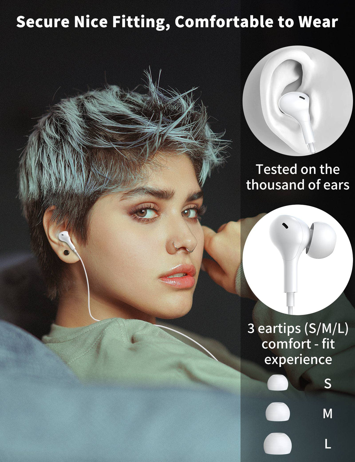 AFGHOA USB-C headphones offer volume control for easy playback adjustments.