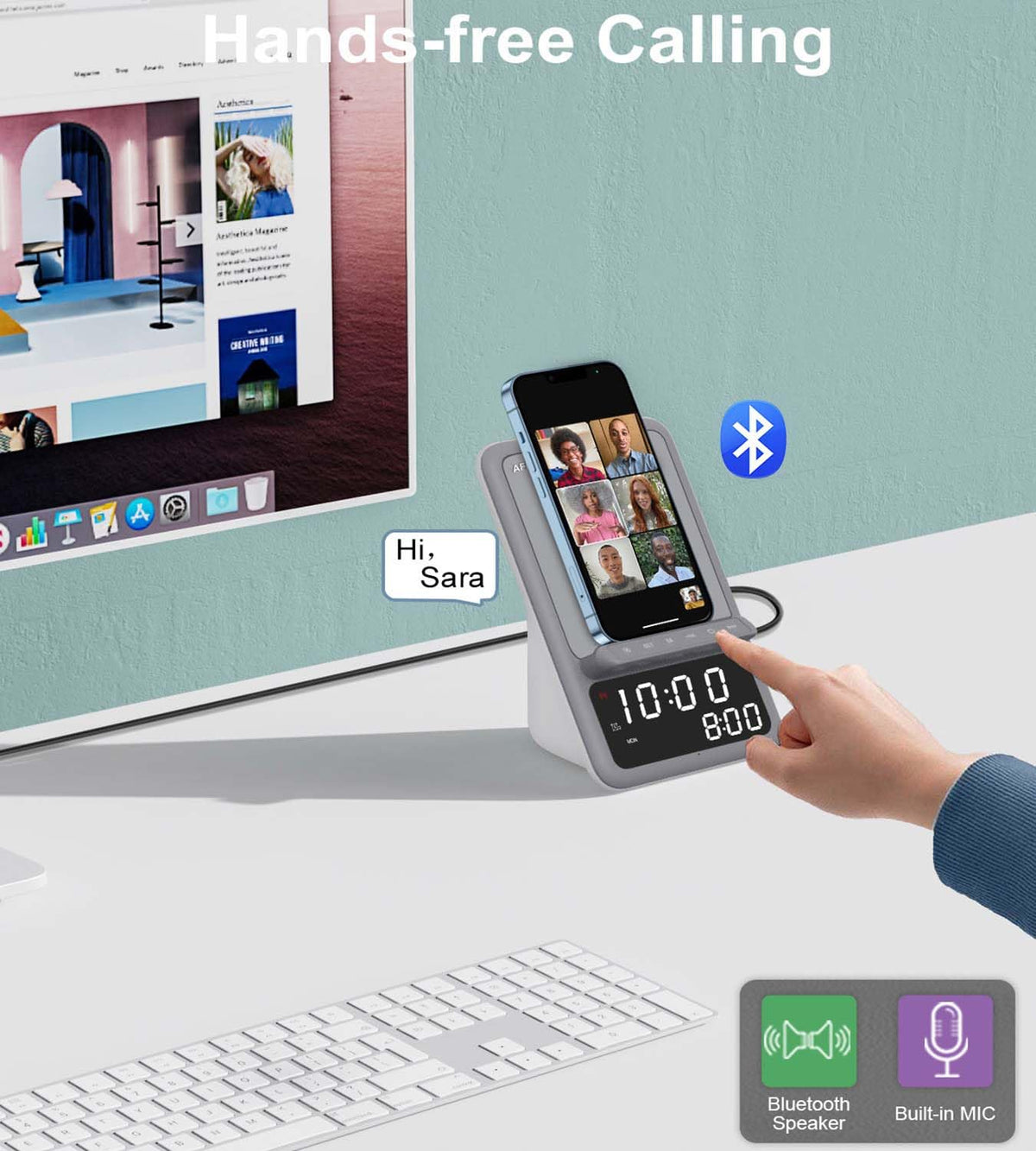 AFK lifestyle on nightstand demonstrating clutter-free charging and audio convenience