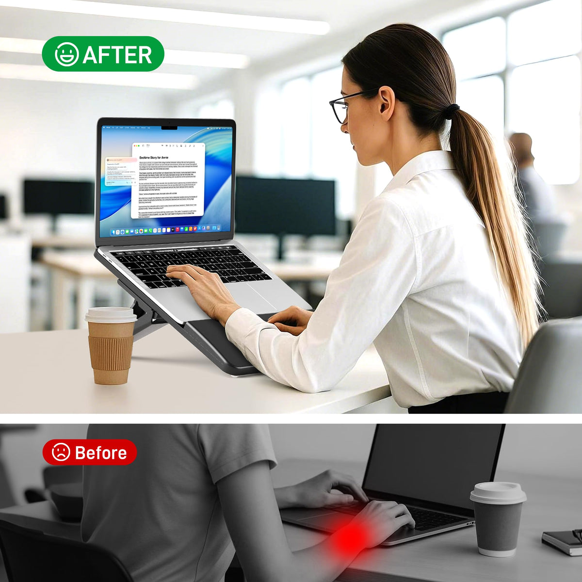 AFOOYO stand folds easily for quick setup at home, office, or on the go.