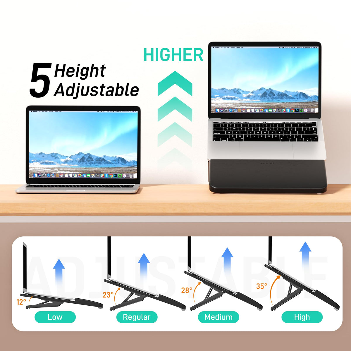 AFOOYO stand with wrist pads provides comfort and anti-slip stability.