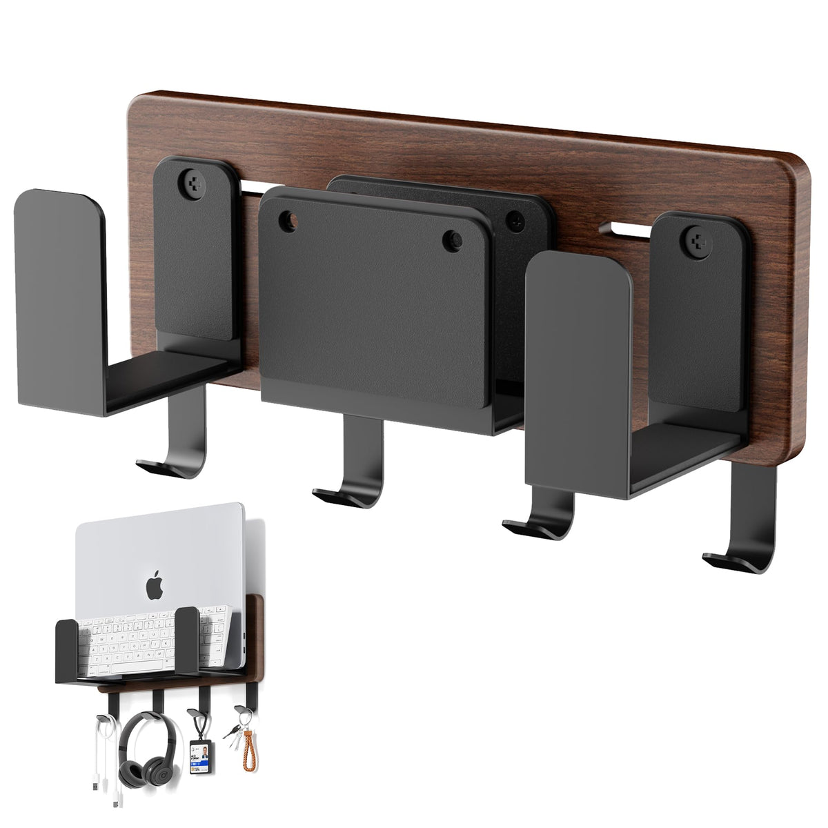 AFOOYO front view mounted laptop showing neat vertical storage and space saving
