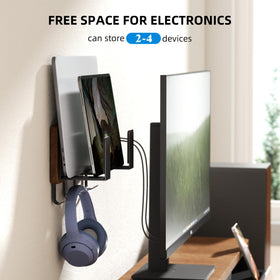 AFOOYO hooks holding headphones and cables for tidy accessory organization