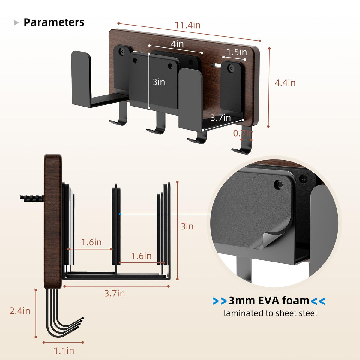 AFOOYO scale shot with ruler showing compatibility up to 46mm thick devices