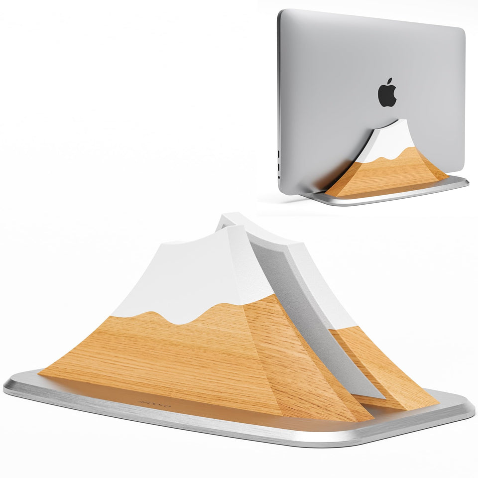 AFOOYO front view of snow peak stand showing elegant wood and compact footprint benefit